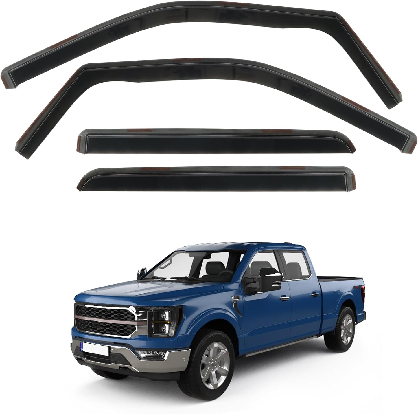 4 PCS in-Channel Rain Guards for 2021-2025 Ford F150 SuperCrew