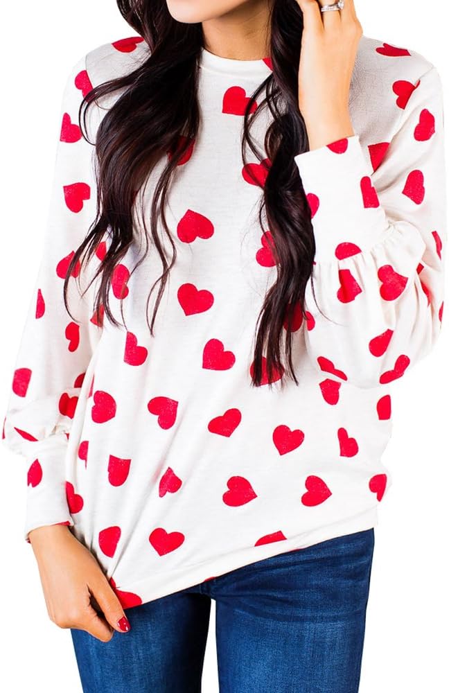 Valphsio Heart Print Long Sleeve Sweatshirt