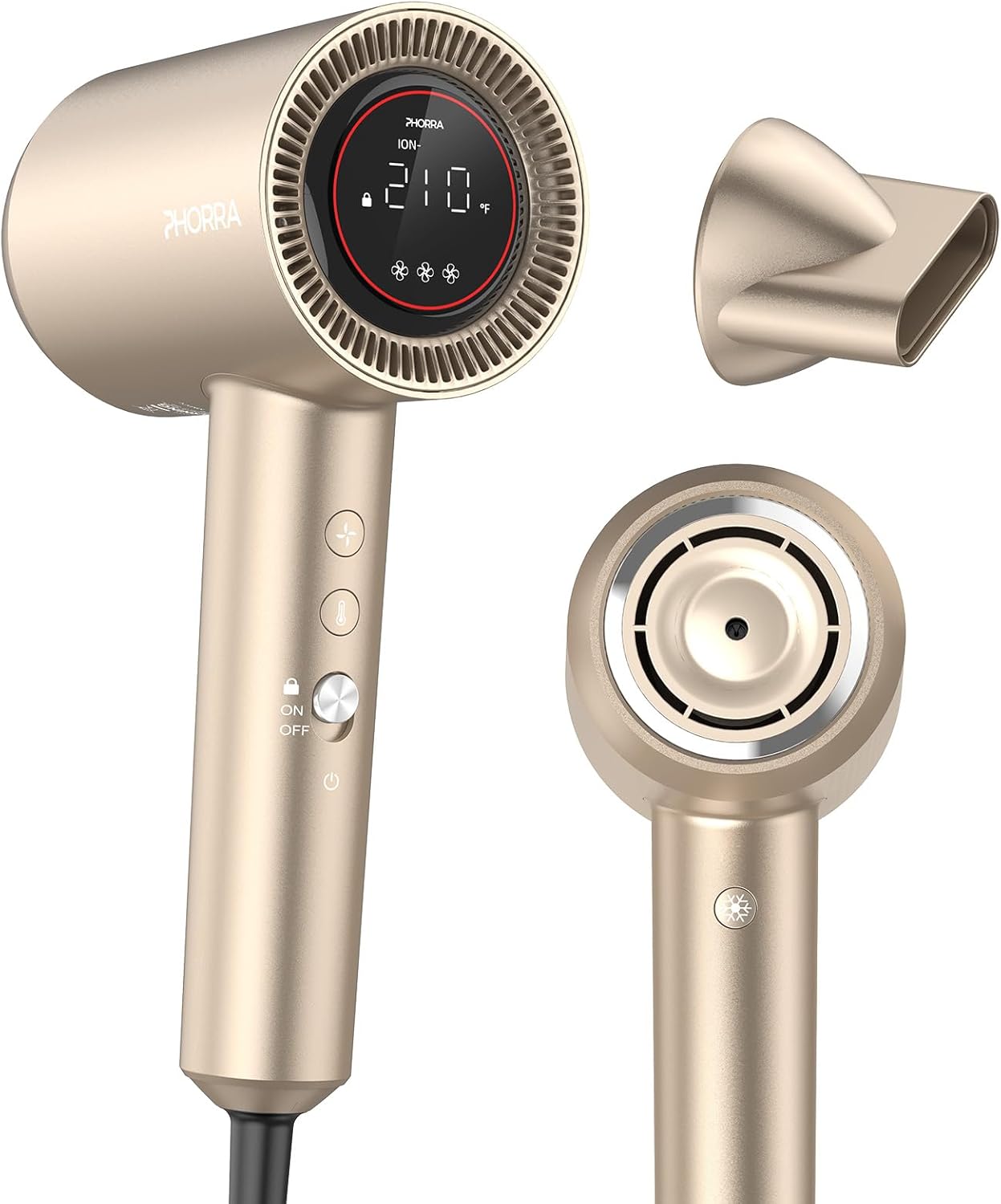 PHORRA Ionic Hair Dryer: Fast Drying, Low Noise, Travel-Ready