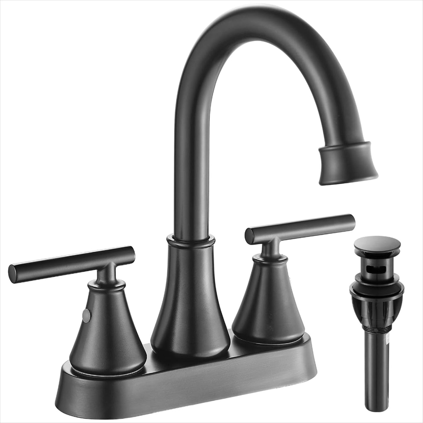Fransiton Matte Black Bathroom Sink Faucet with Pop-up Drain