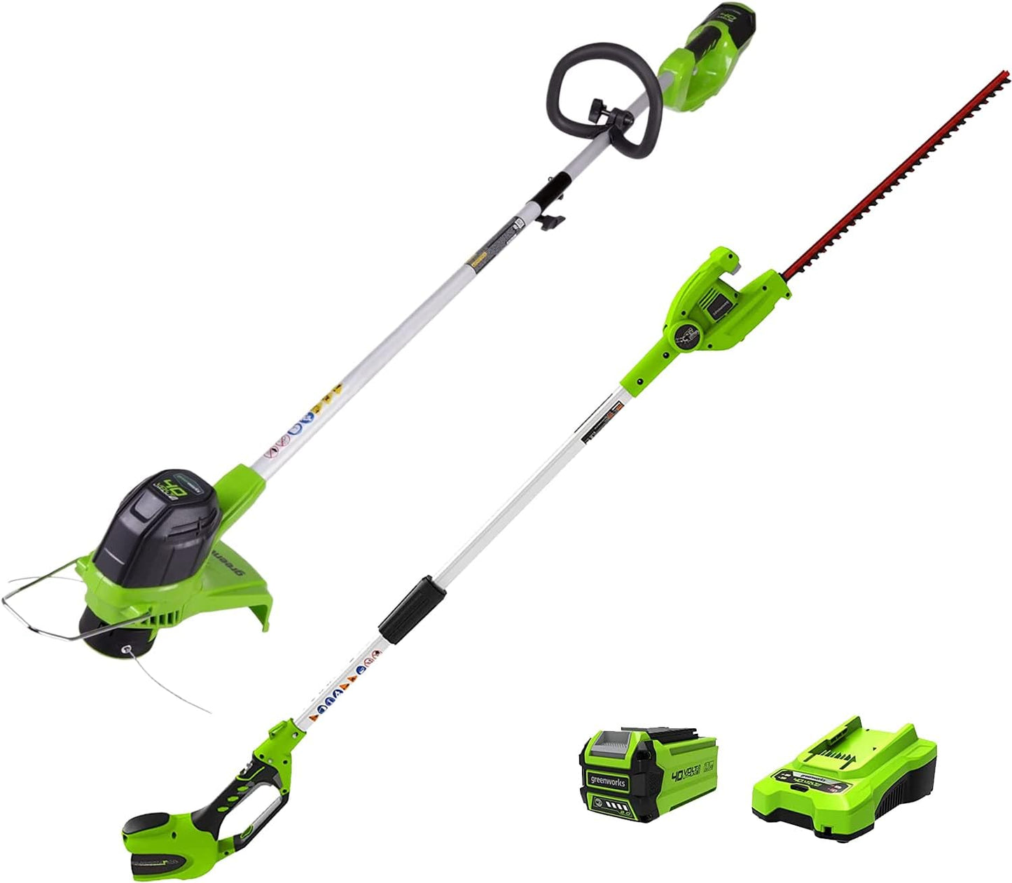 Greenworks 40V Cordless Pole Hedge Trimmer and String Trimmer Set