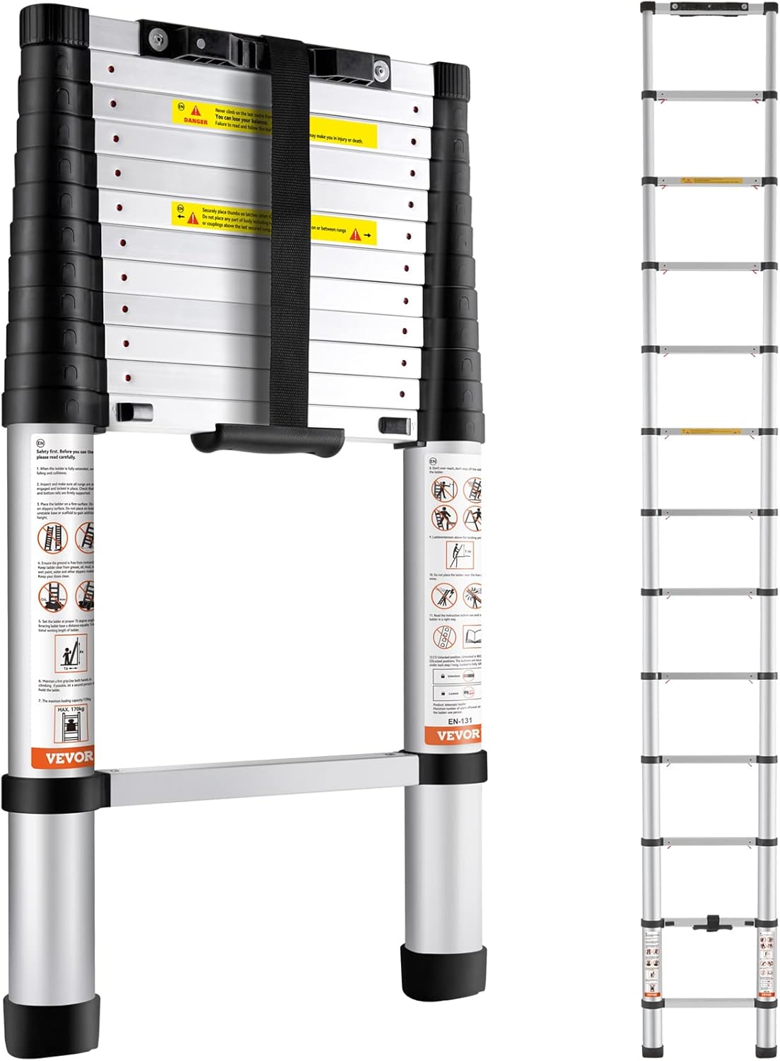 VEVOR Telescoping Ladder 12.5 FT with One-button Retraction