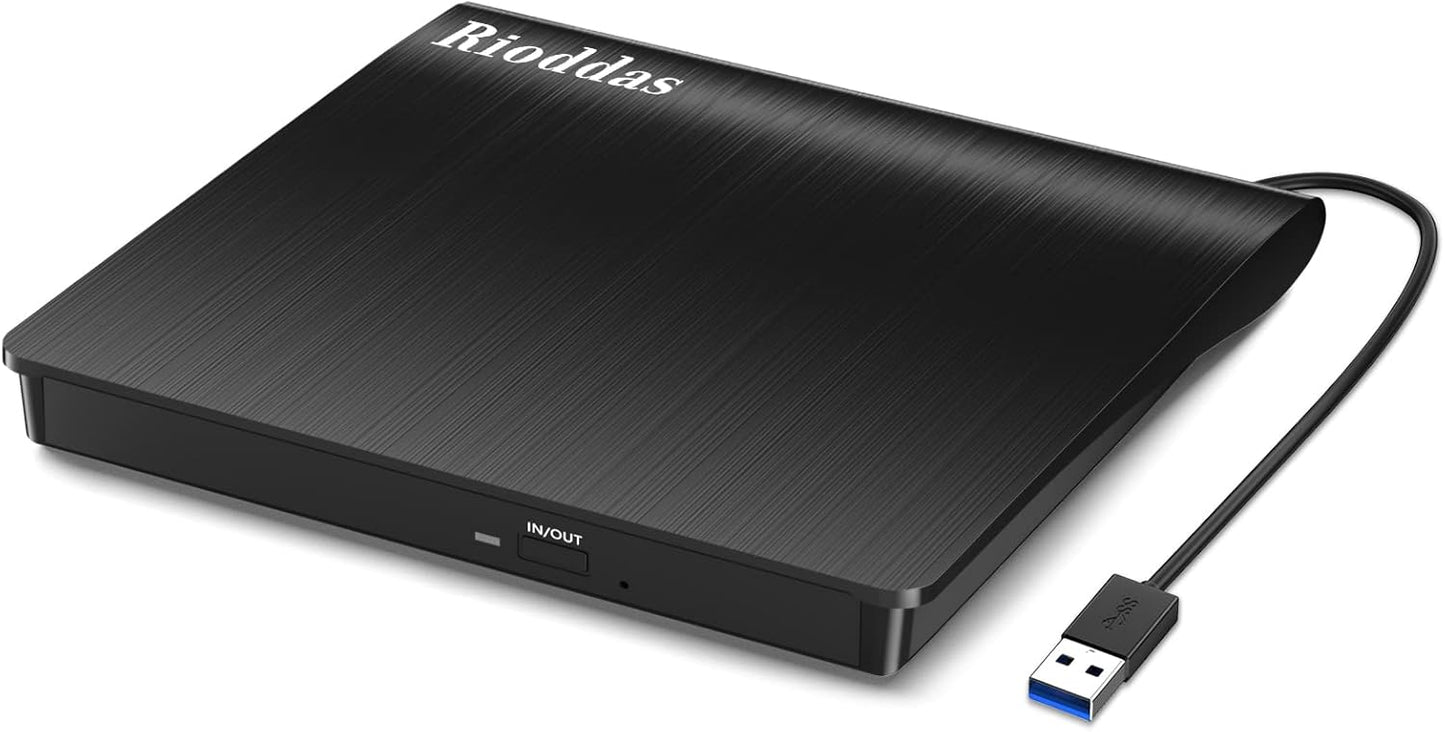 Rioddas USB 3.0 Portable CD/DVD Drive - Burner & Reader