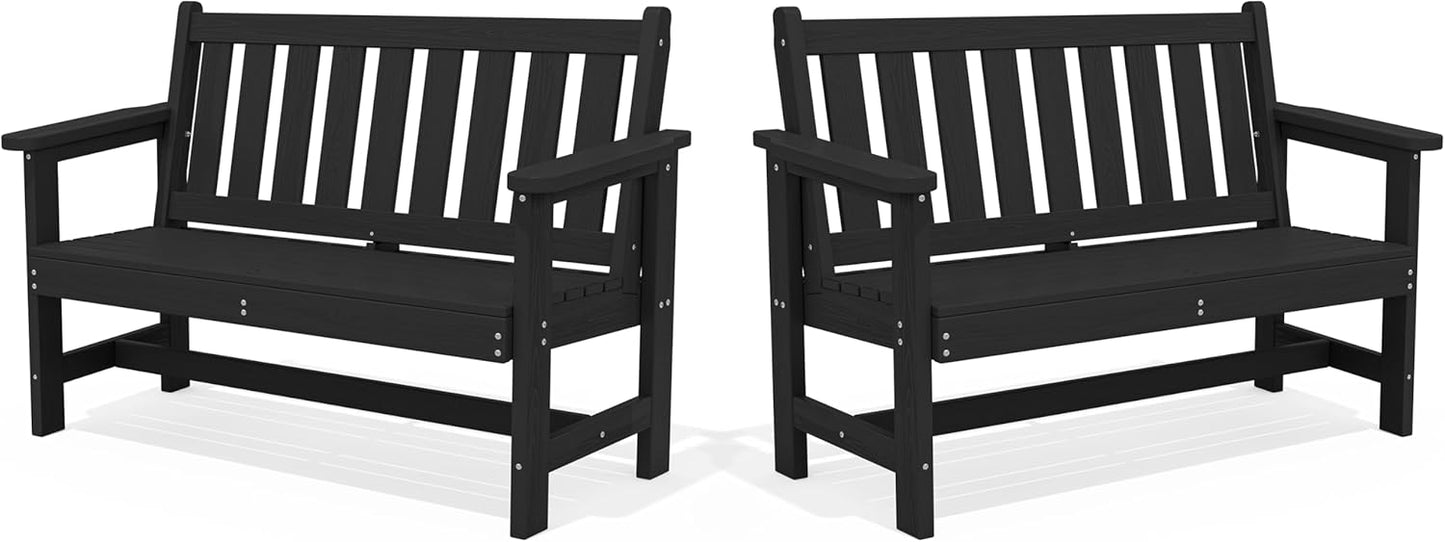 SERWALL Outdoor Bench for 2, Weatherproof and Durable Design