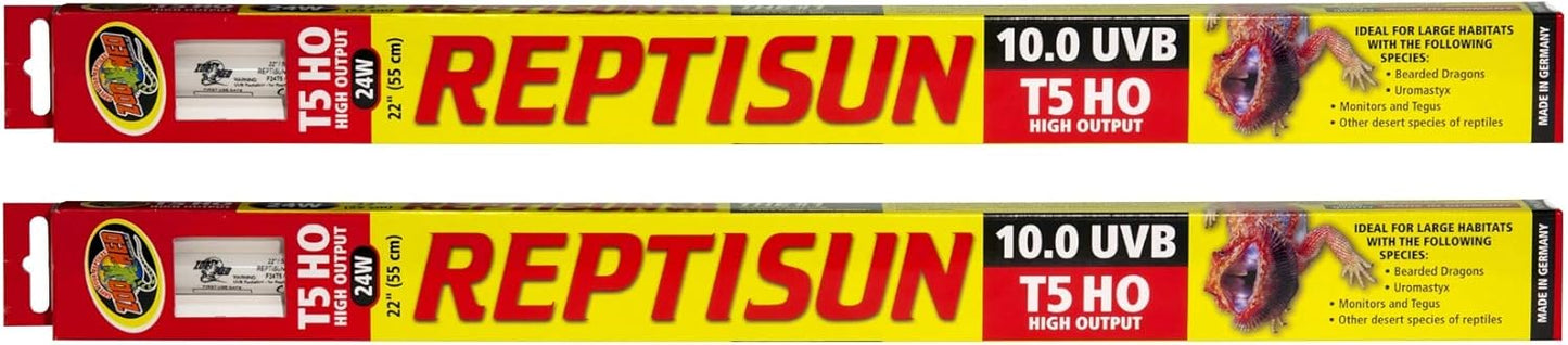 Zoo Med T5 HO ReptiSun 10.0 UVB Lamp 2 Pack for Reptiles