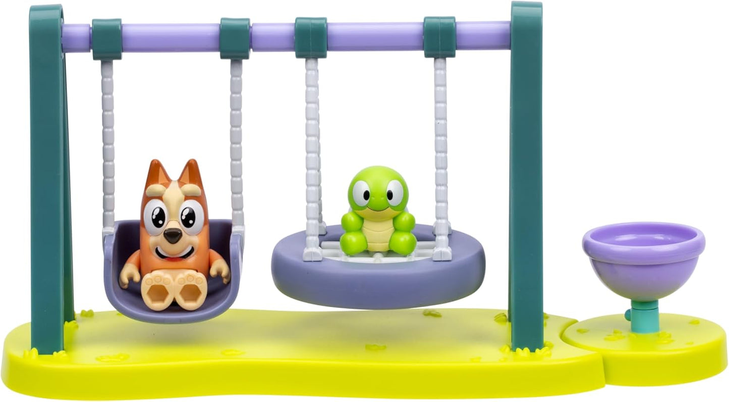 Bluey Mini Playground Playset with Articulated Bingo & Turtleboy