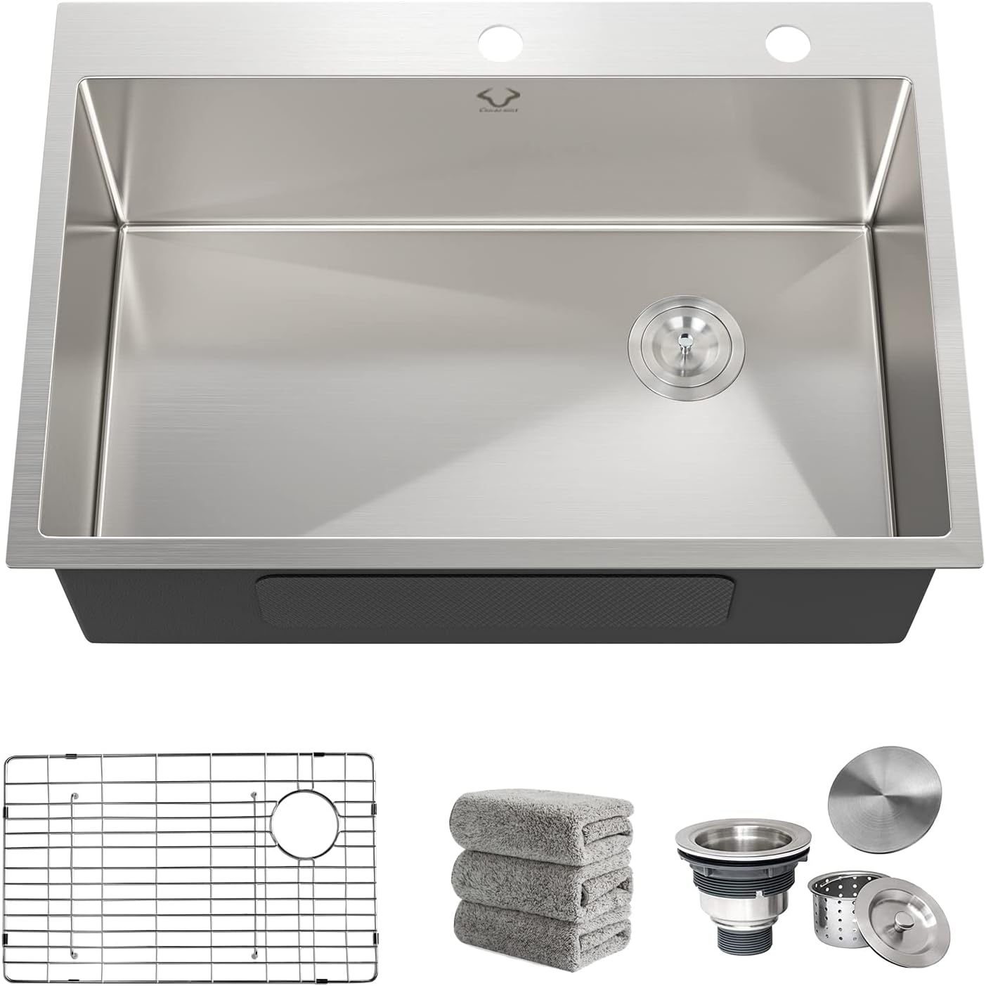 30 x 22 Inch Drop-In Stainless Steel Kitchen Sink with Accessories