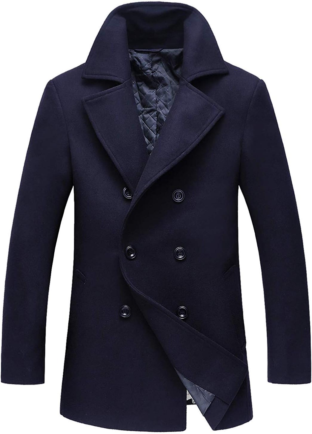 Chouyatou Men's Classic Notched Collar Wool Blend Pea Coat Review