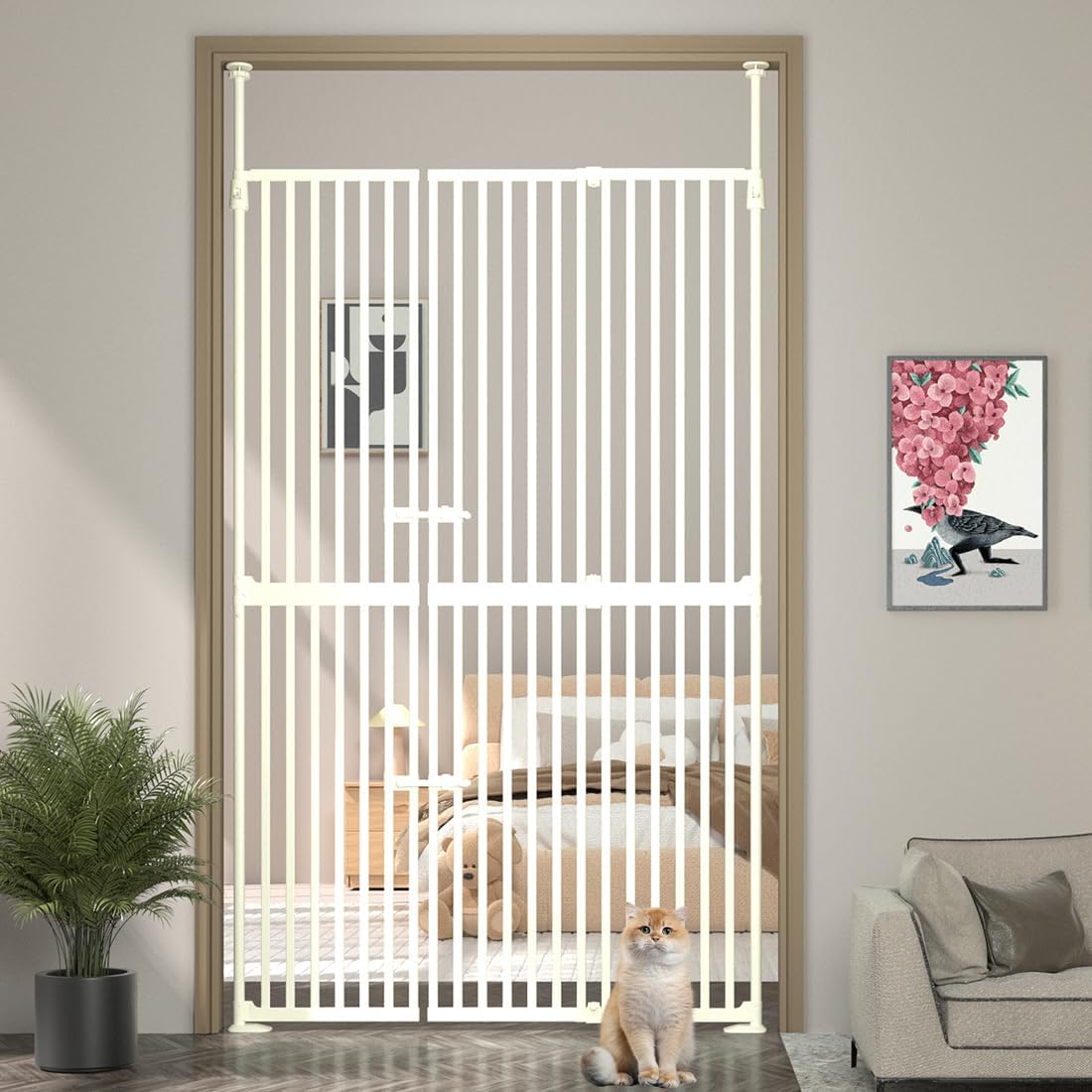 71 in Extra Tall Cat Pet Gate for Doorways and Hallways