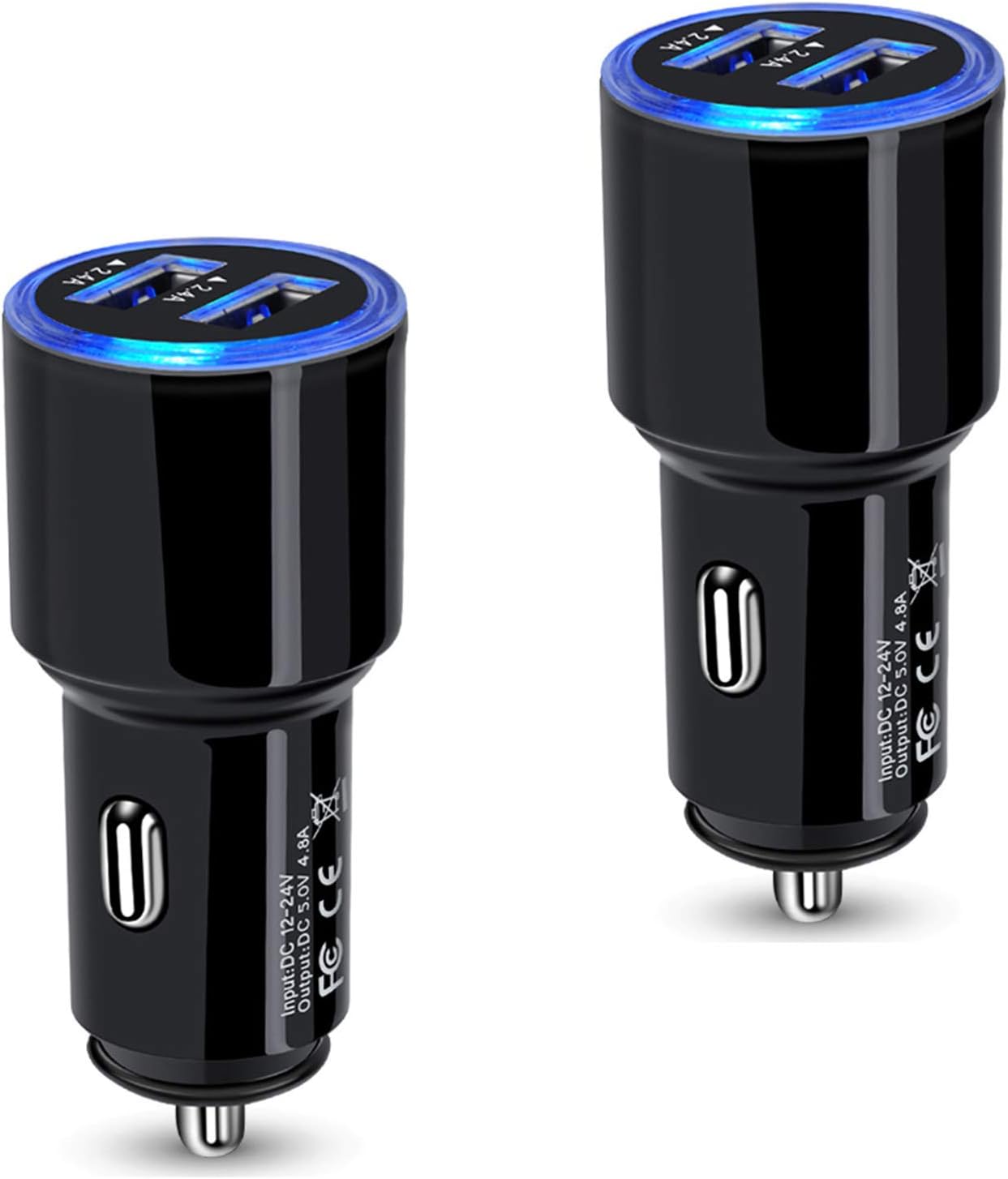 Fast Dual Port Car Charger for iPhone & Android - 2Pack