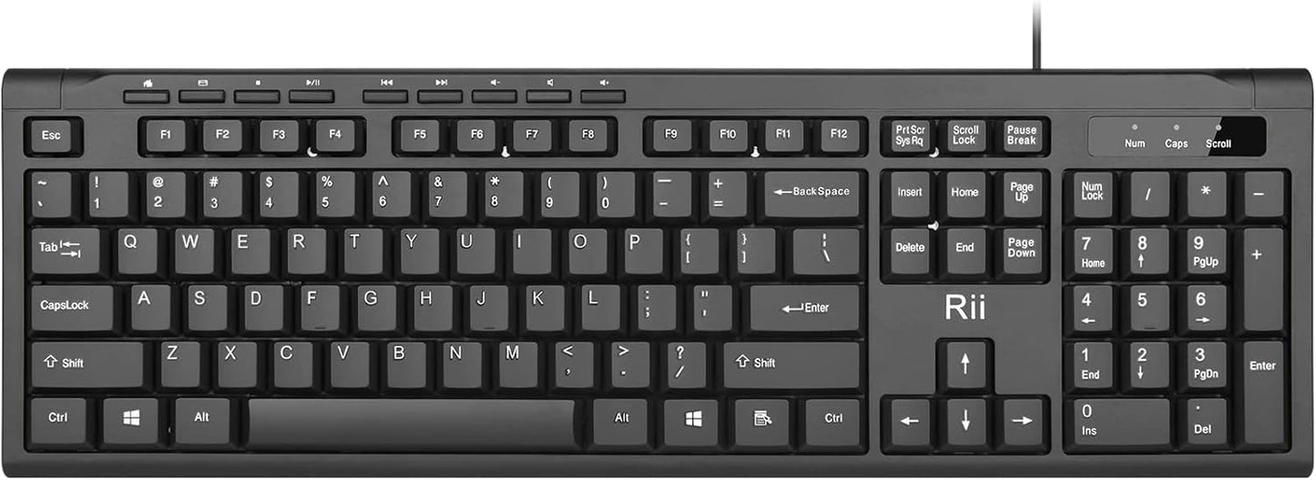 Rii RK907 Ultra-Slim Compact USB Wired Keyboard for Mac and PC