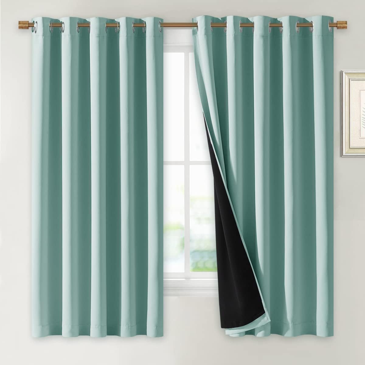 NICETOWN Aqua Blue Blackout Curtains for Complete Light Control