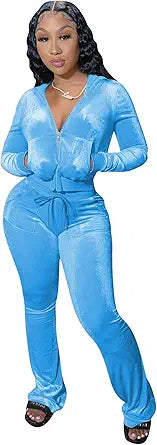 Yidengymx Womens 2 Piece Velour Tracksuit for Stylish Comfort