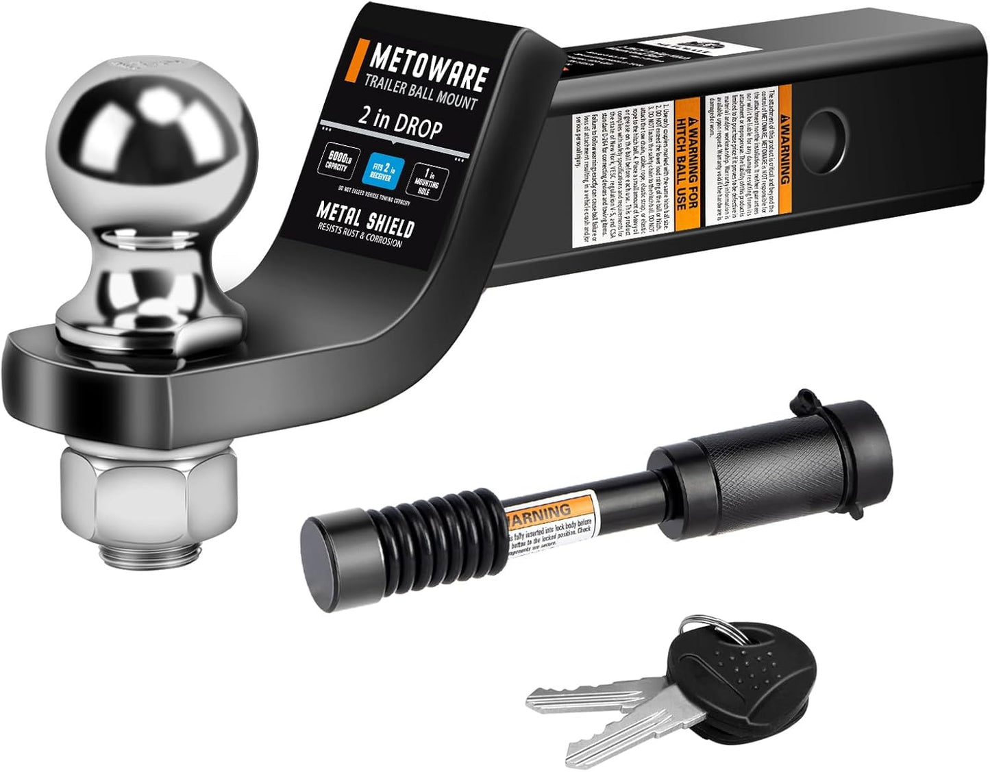 METOWARE Trailer Hitch Ball Mount with 2 in Ball for Towing