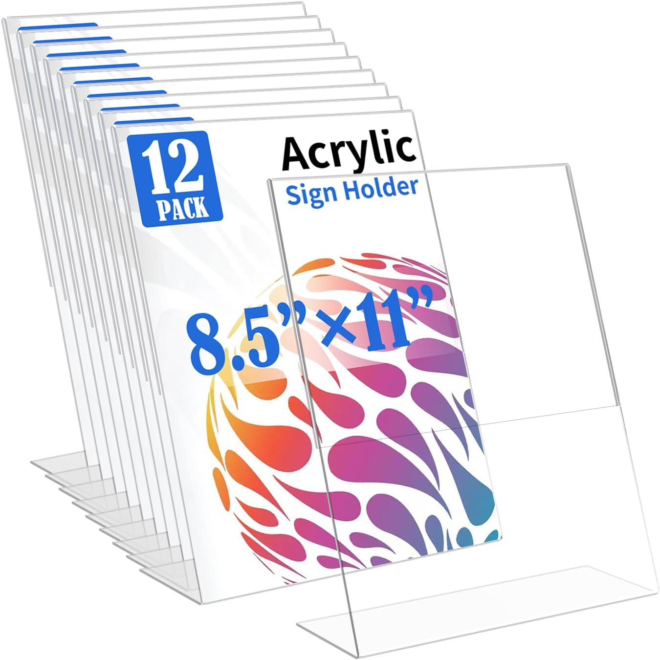 12 Pack Acrylic Sign Holder 8.5 X 11 for Office Display