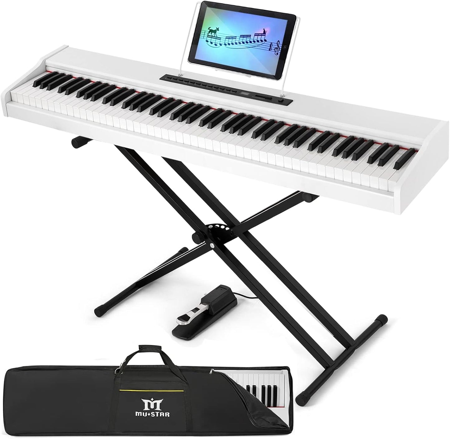 MUSTAR 88 Key Weighted Keyboard with Bluetooth and Stand