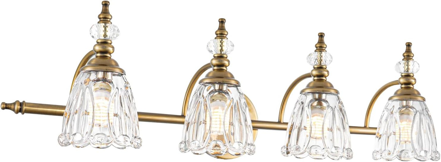 Vintage Bathroom Light Fixtures with Clear Glass Shades for Elegance