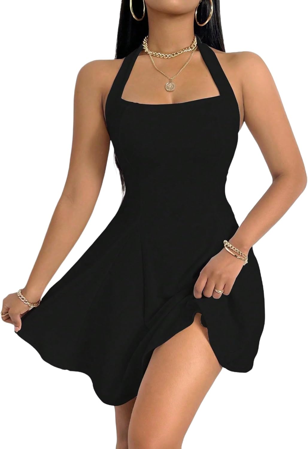 PerZeal Women's Summer Dress: Stylish Halter Neck Mini Dress