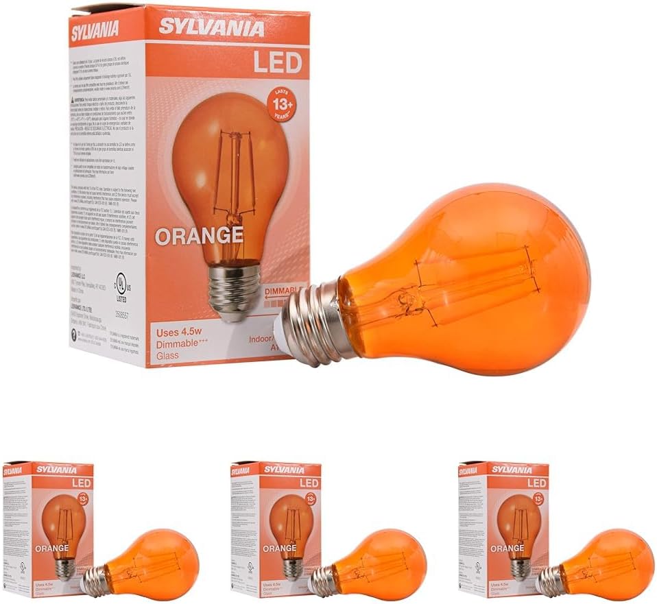 Sylvania LED Orange Glass Filament A19 Light Bulb - 4 Pack