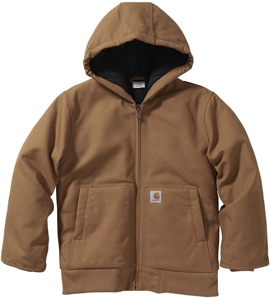 Carhartt Boys' Flannel-Lined Hooded Canvas Insulated Jacket