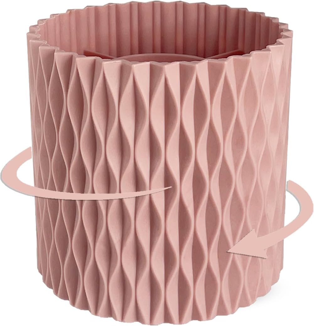 Pink Desk Organizer - 5 Slot Rotating Pen Holder by Lebenrich