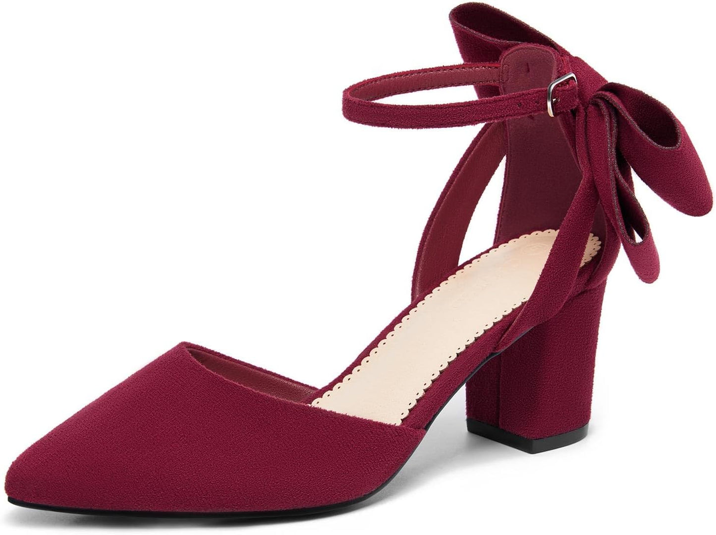 Coutgo Womens Chunky Heels Ankle Strap D'Orsay Pumps for Weddings