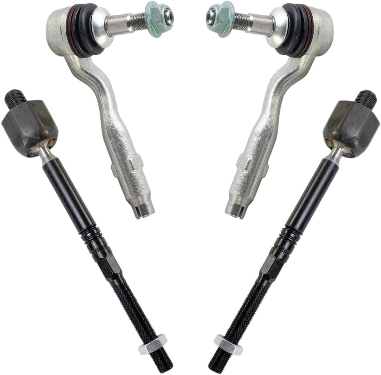 TRQ 4pc Inner & Outer Steering Tie Rod End Set for BMW Models
