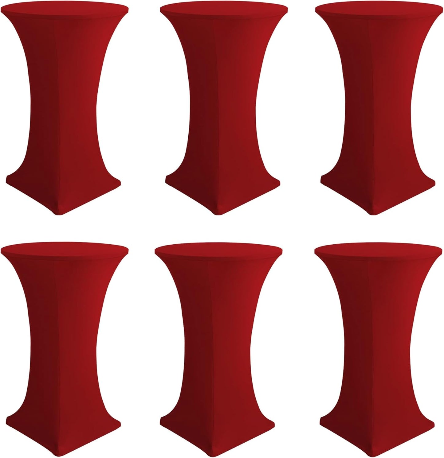 Spandex Round High Top Table Covers for Events - 6 Pack Red