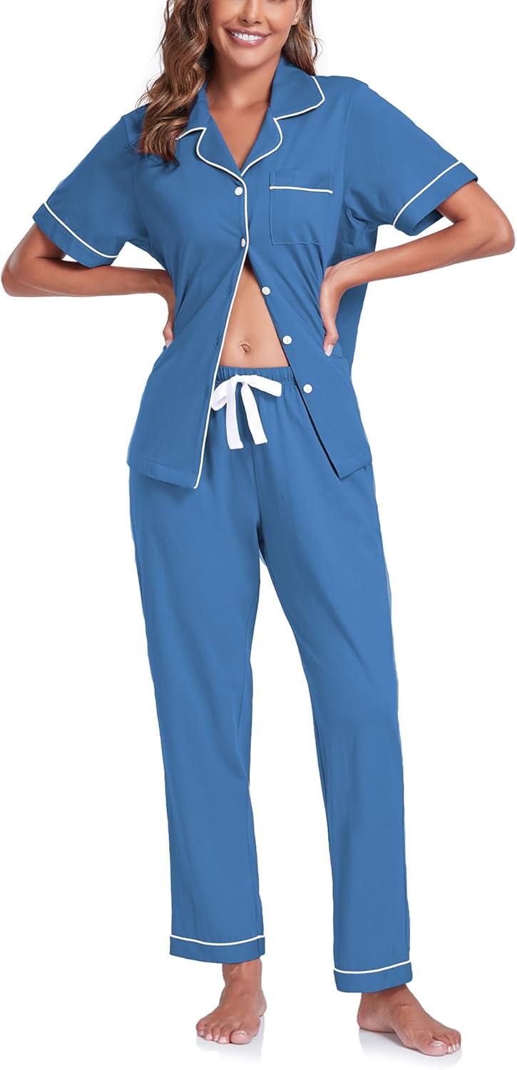 COLORFULLEAF Women's Cotton Pajama Set for Ultimate Comfort