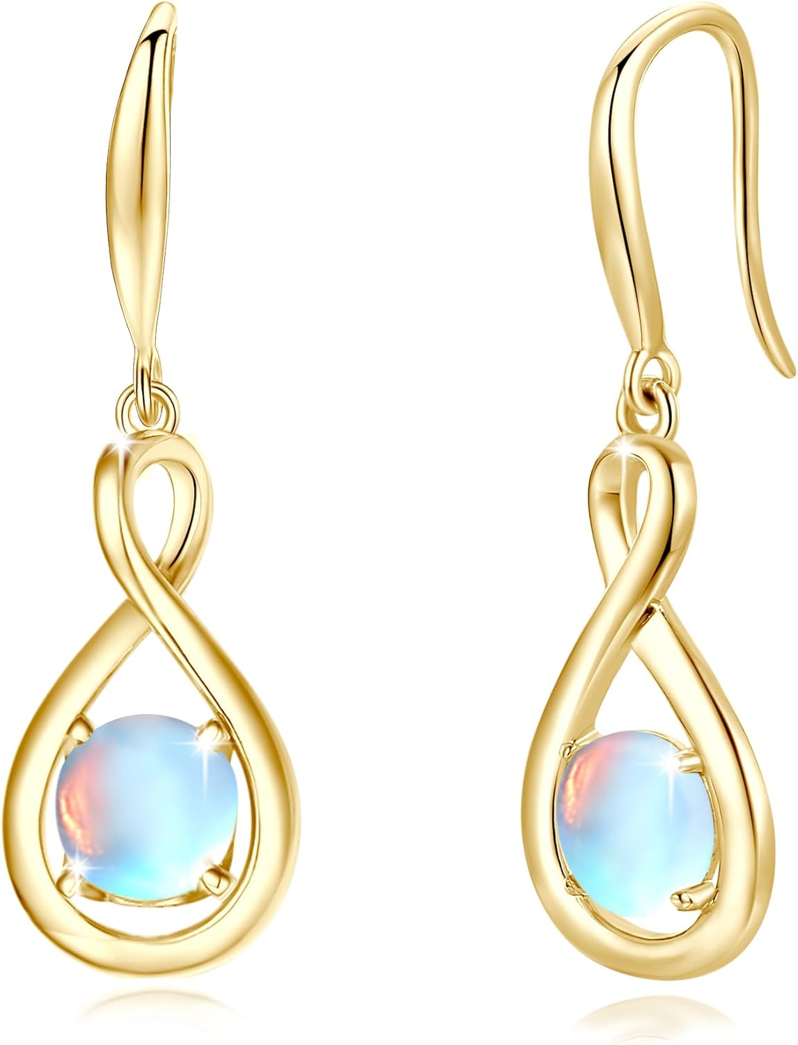 Dangle Drop Earrings in 925 Sterling Silver with Birthstone