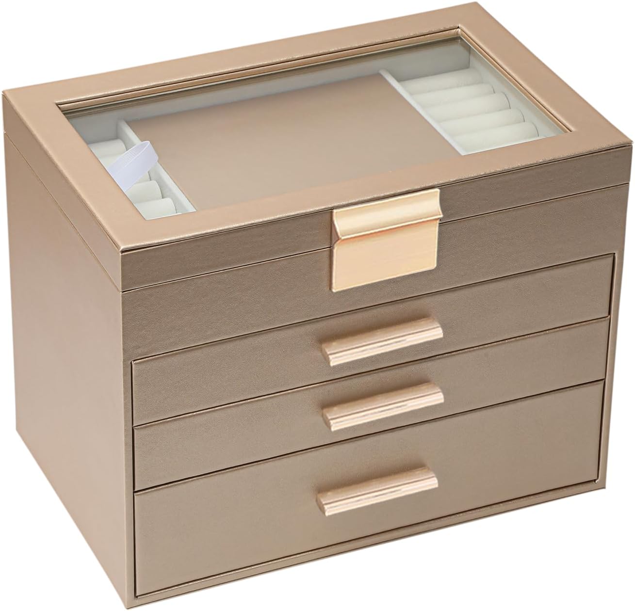 BOOVO Jewelry Box for Women - Elegant 4 Layer Organizer