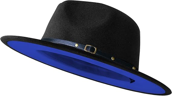 Wide Brim Fedora Hats for Women Men Two Tone Dress Hat