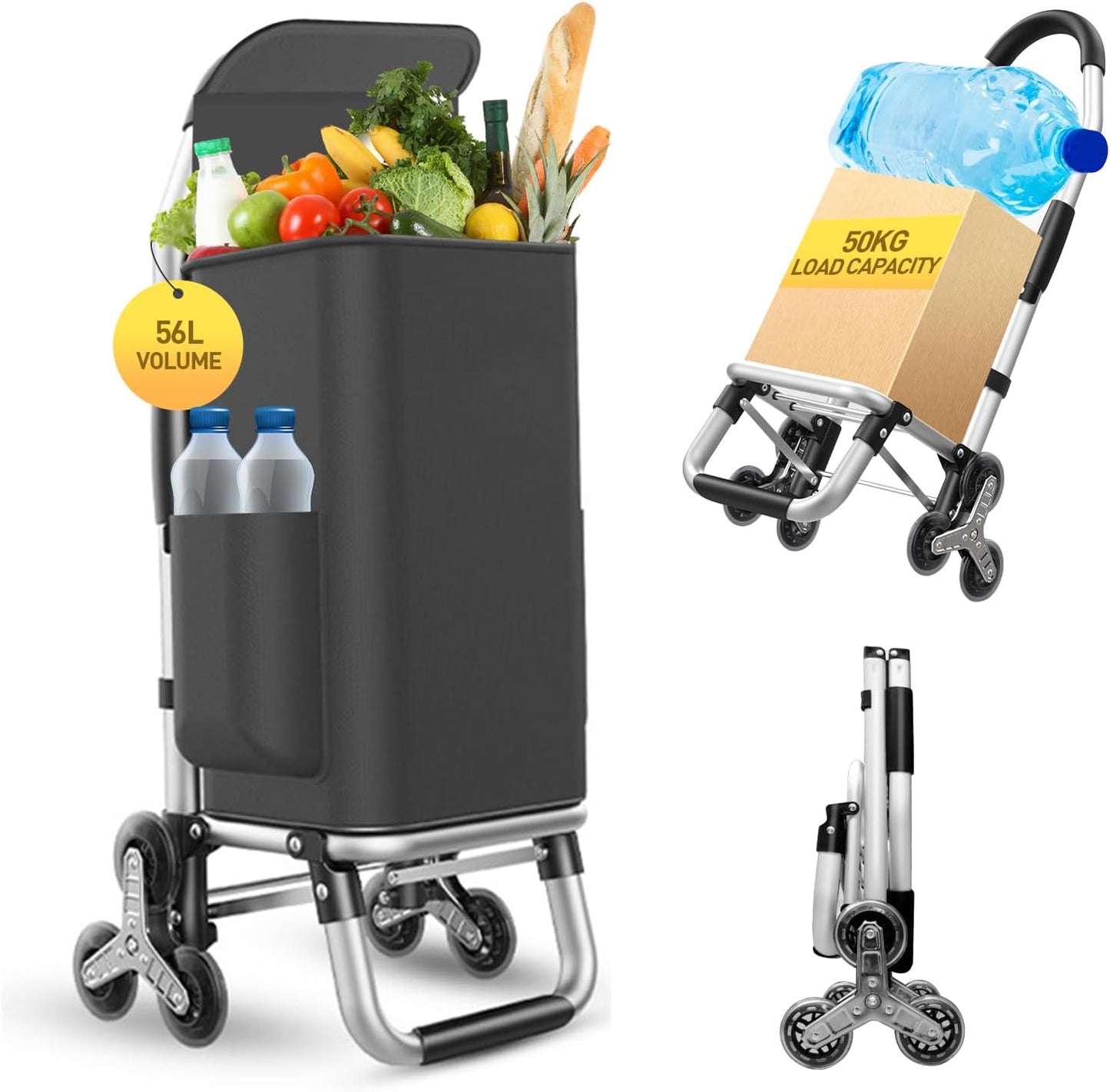 Heavy Duty 3 in 1 Shopping Cart with 6 Wheels for Easy Transport