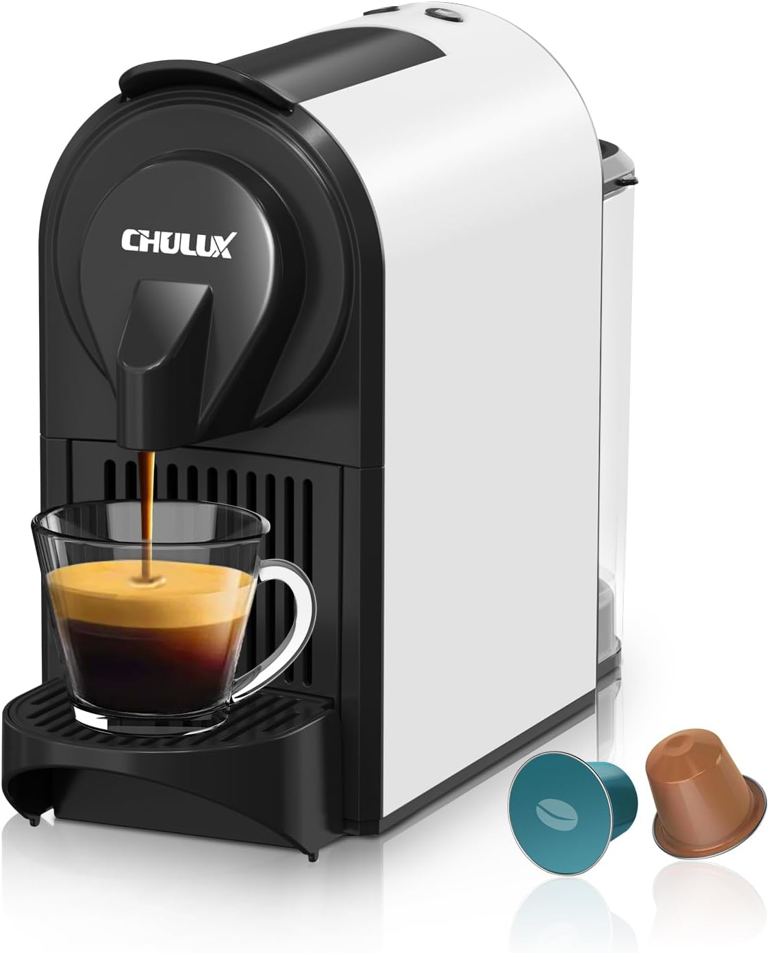 CHULUX Mini Nespresso Espresso Maker, 20 Bar Pump, White