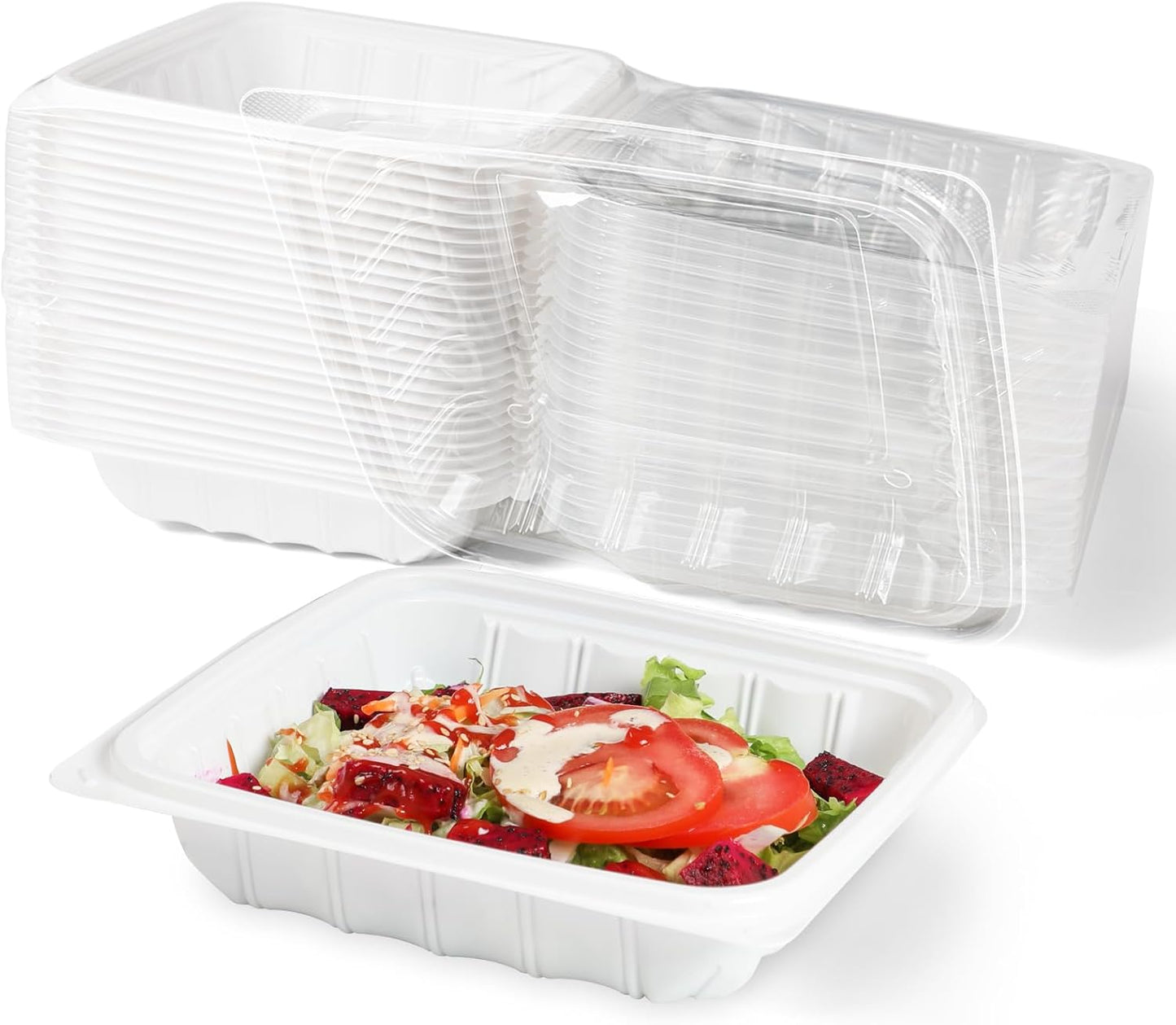 YANGRUI Takeout Containers 8 Inch 34 oz 25 Pack for Food Storage