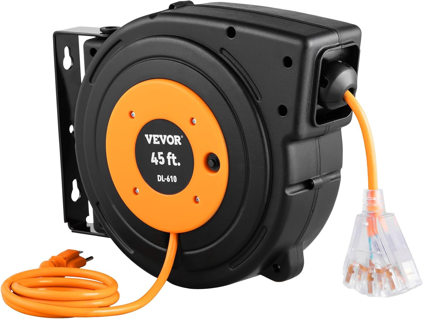 VEVOR Retractable Extension Cord Reel, 45 FT Heavy Duty Power