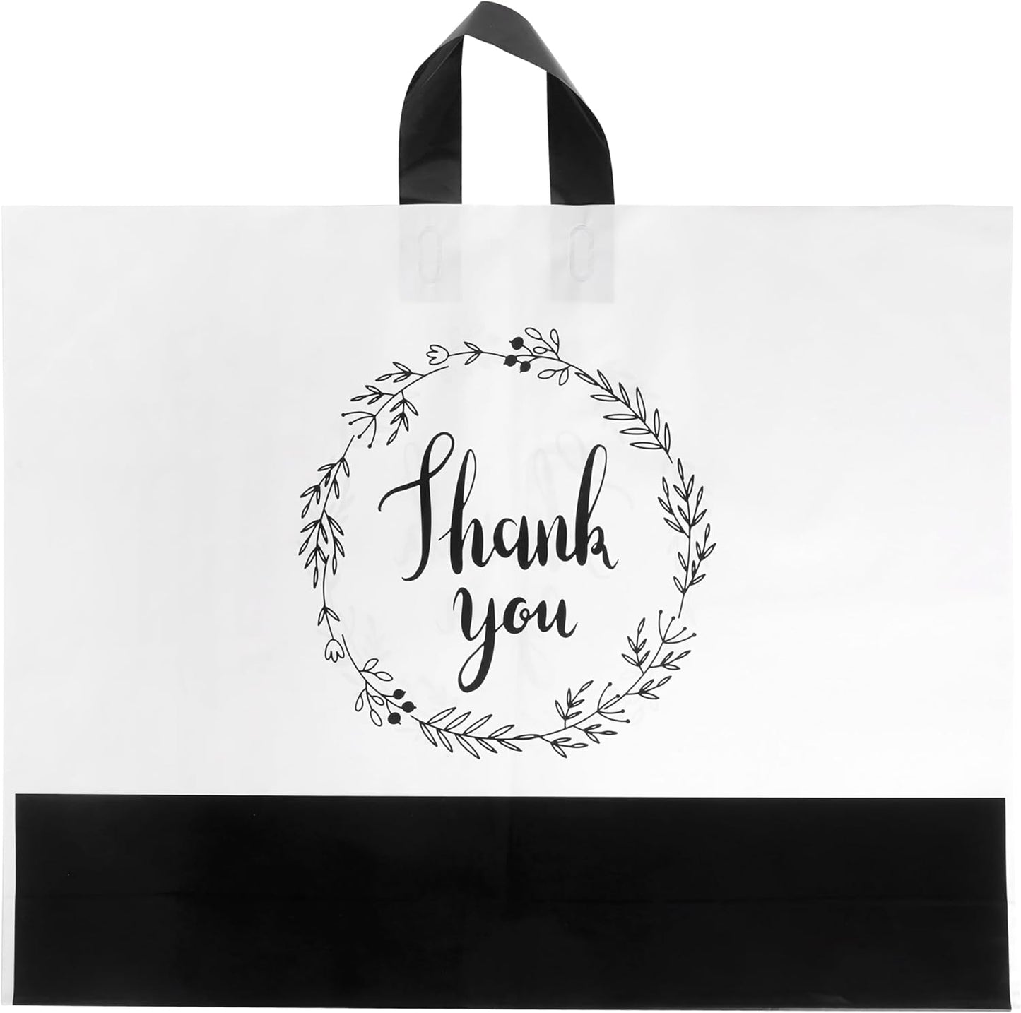 Thank You Bags with Handles - 60 Pack White Plastic Retail Bags