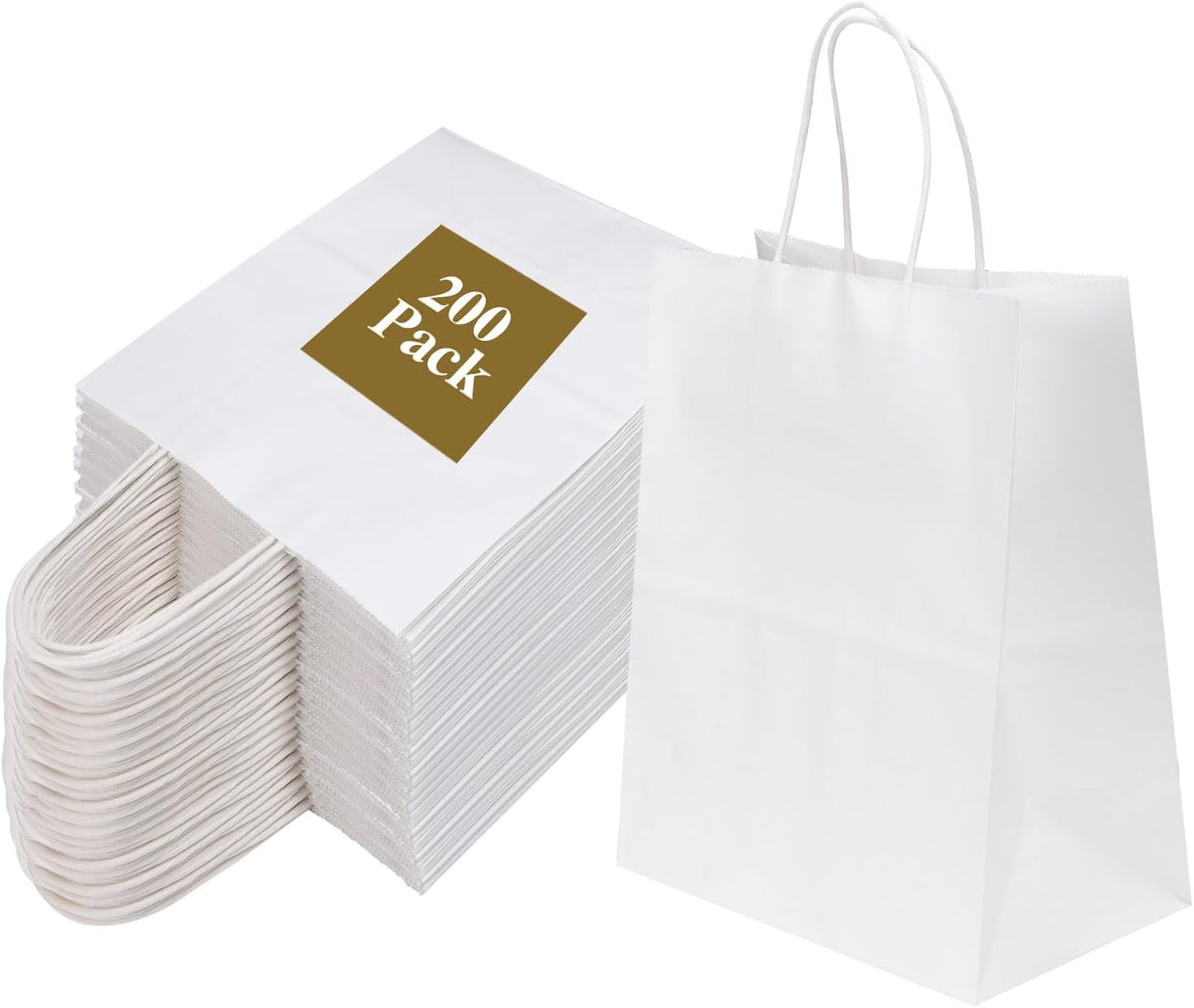 Medium White Kraft Paper Bags for Gifts and Shopping Needs