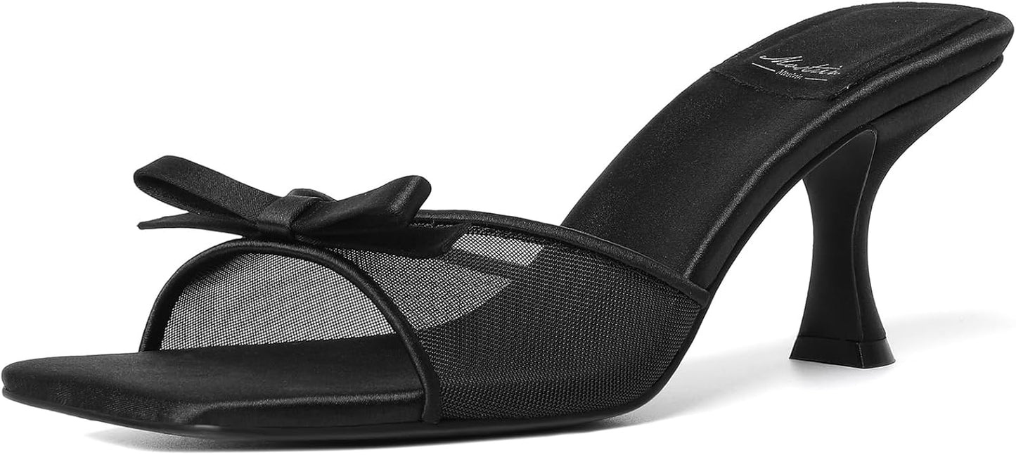 Mostrin Kitten Heels for Women with Bow - Vintage Mules Style
