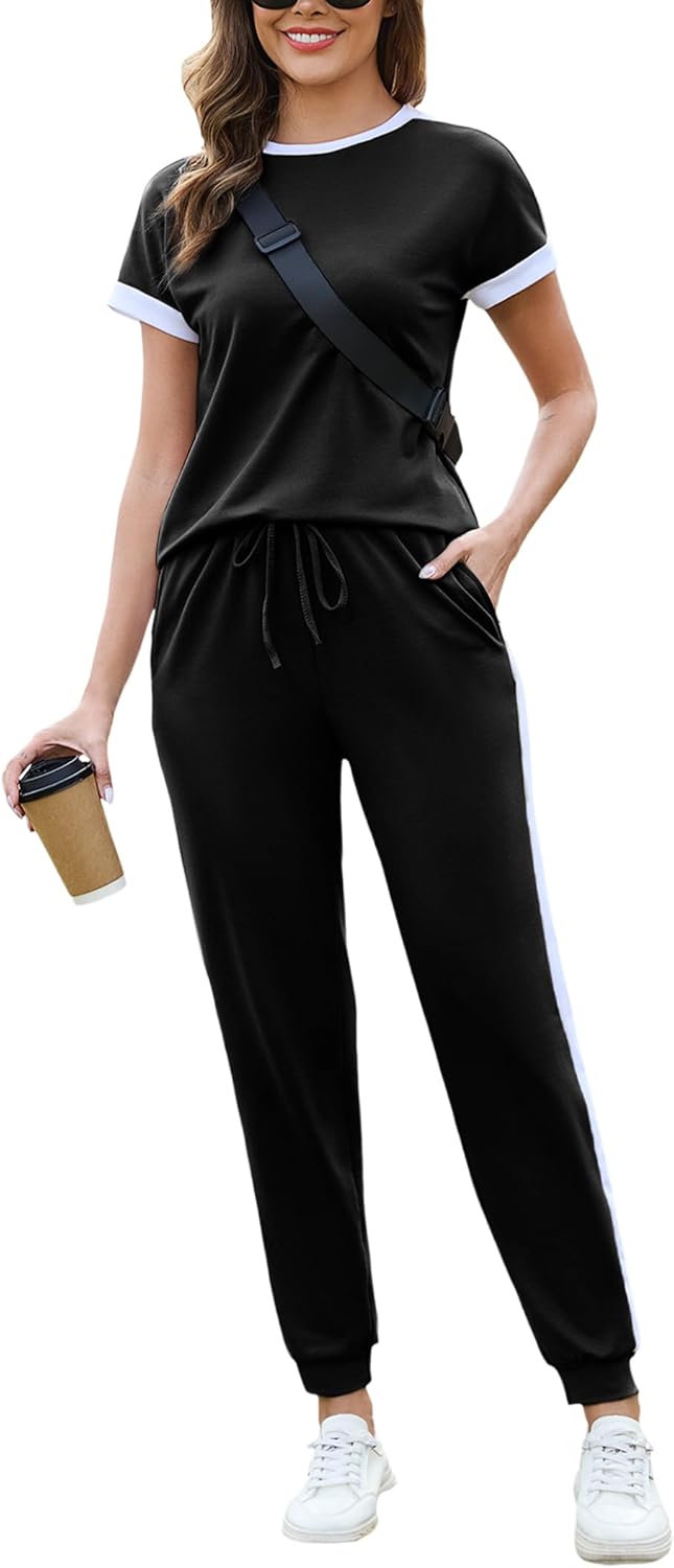 Marvmys Women Short Sleeve Tracksuit Set for Stylish Comfort