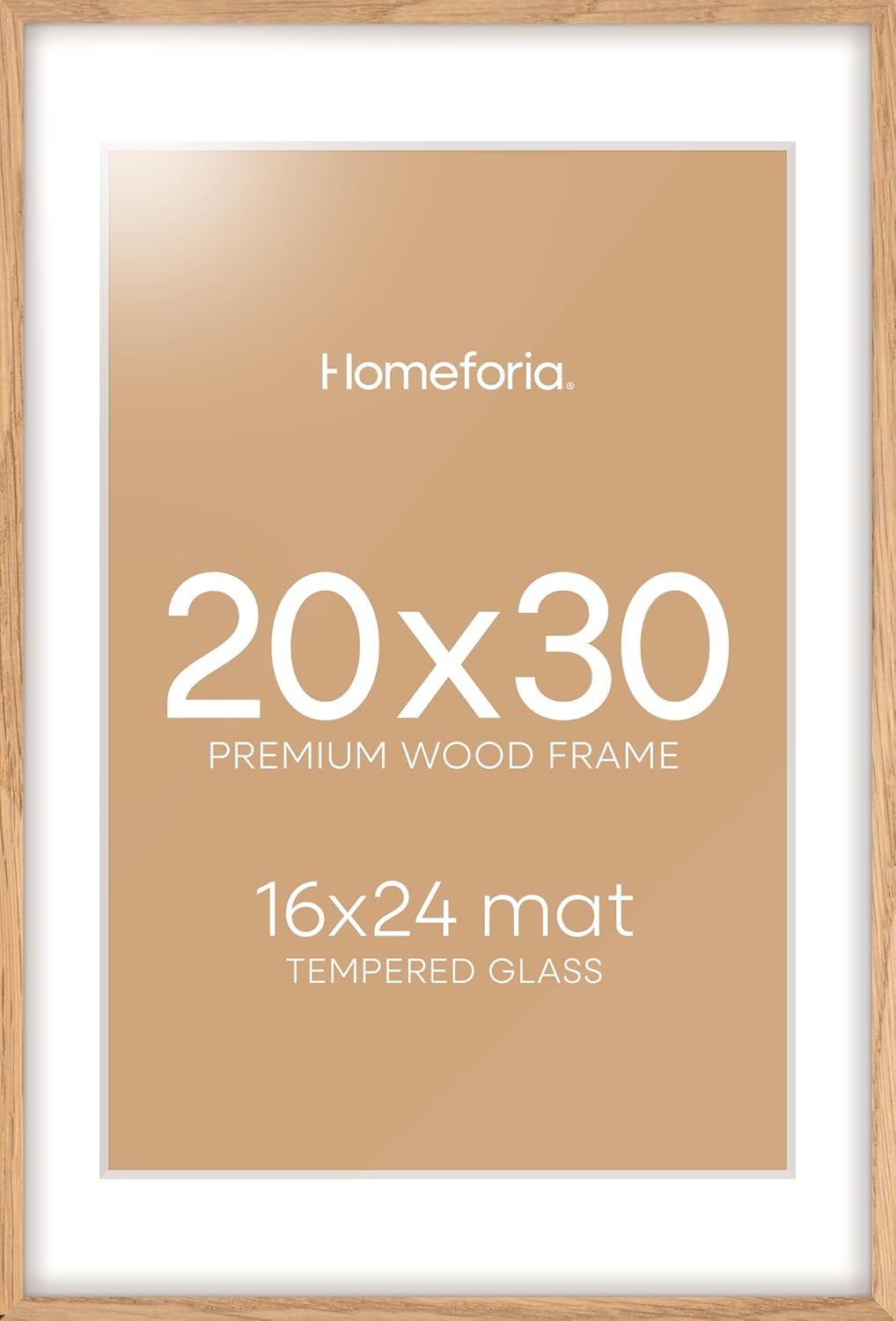 20x30 Picture Frame in Natural Oak with Mat for Stunning Display