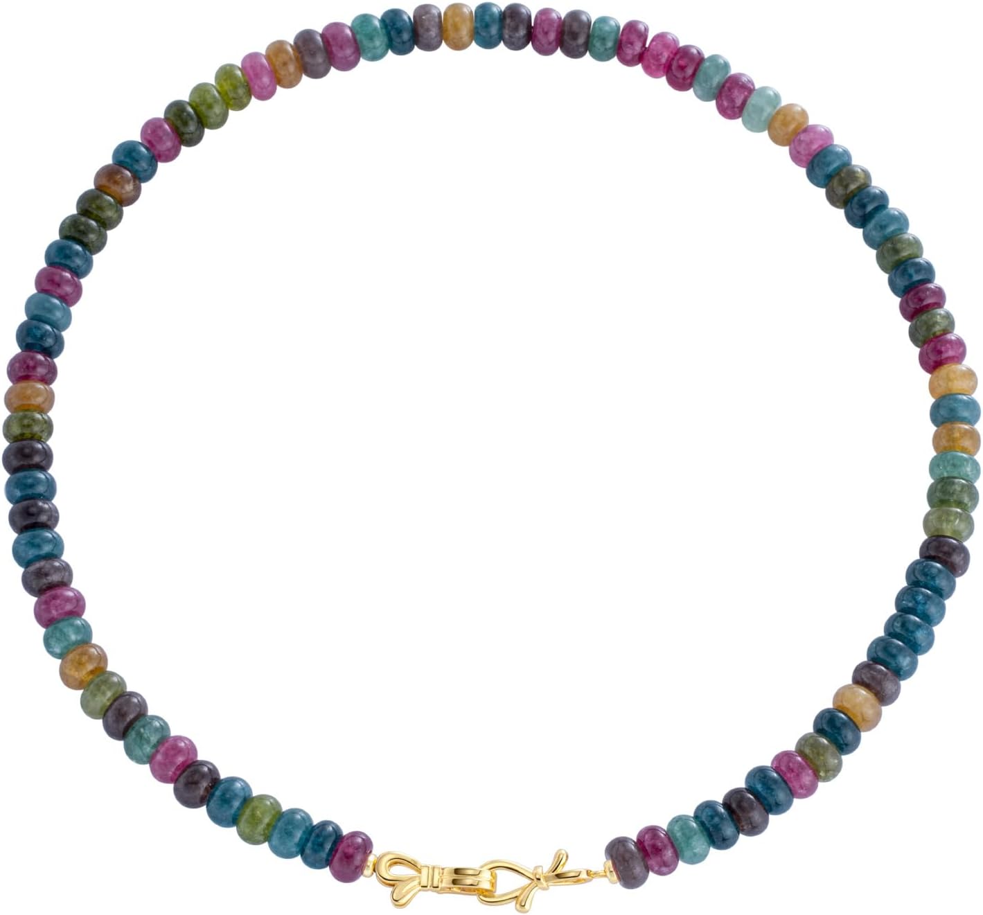 Rainbow Colorful Gemstone Beaded Choker Necklace for Women