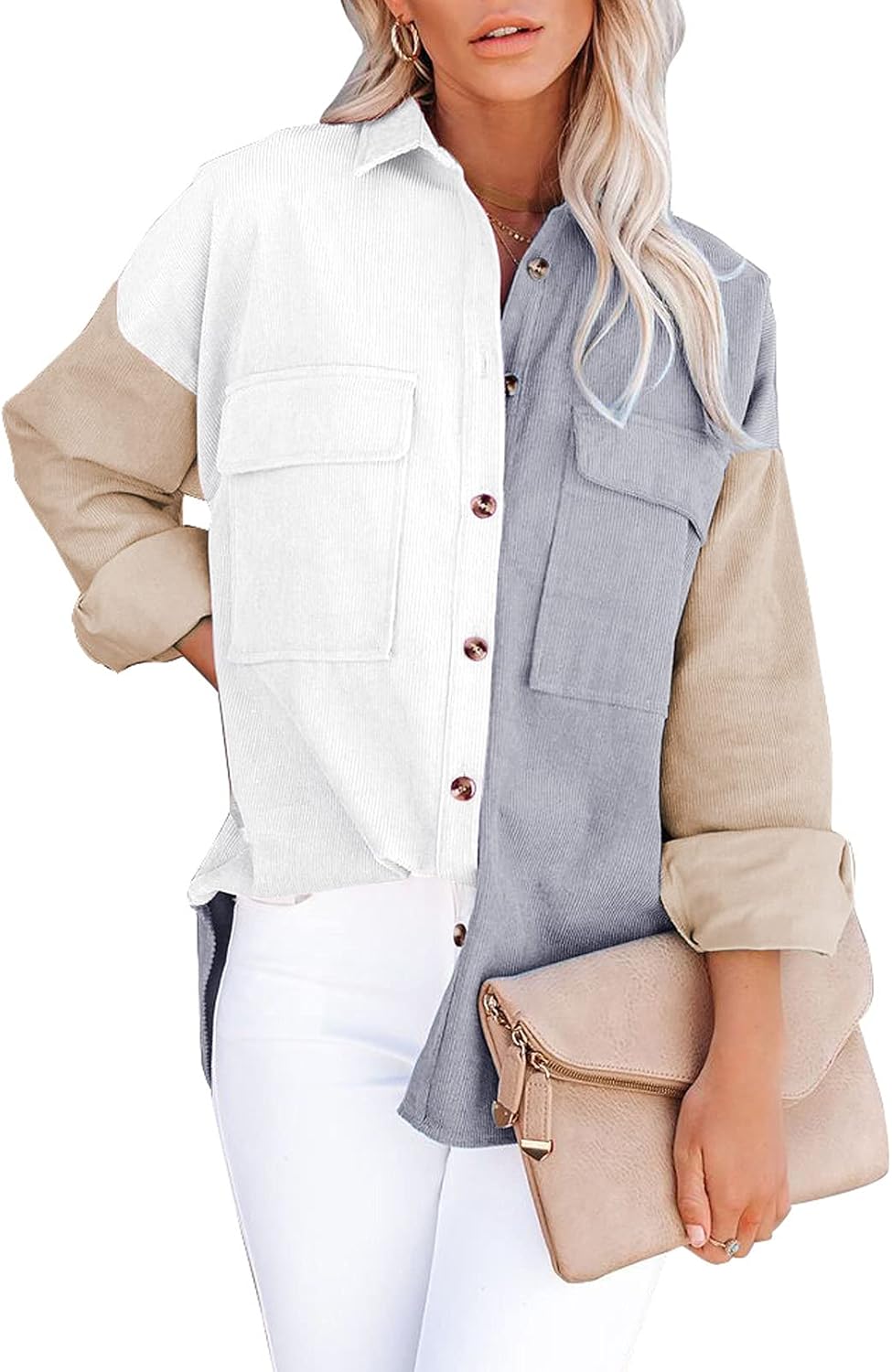 Dokotoo Womens Corduroy Button Down Shirts for All Seasons