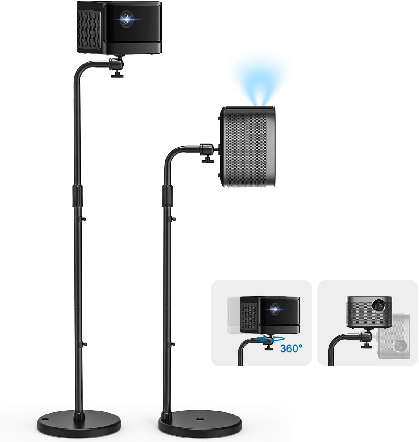 BAISHUN Projector Floor Stand | Extendable & 360 Flexible | Ball Head Adjustment