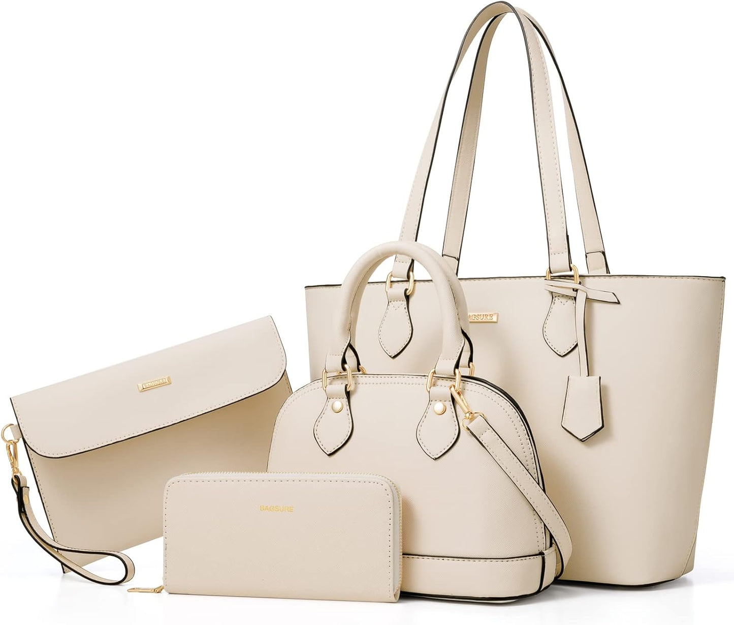 4PCS Women Fashion Handbags Purses Wallets Casual Tote Bags