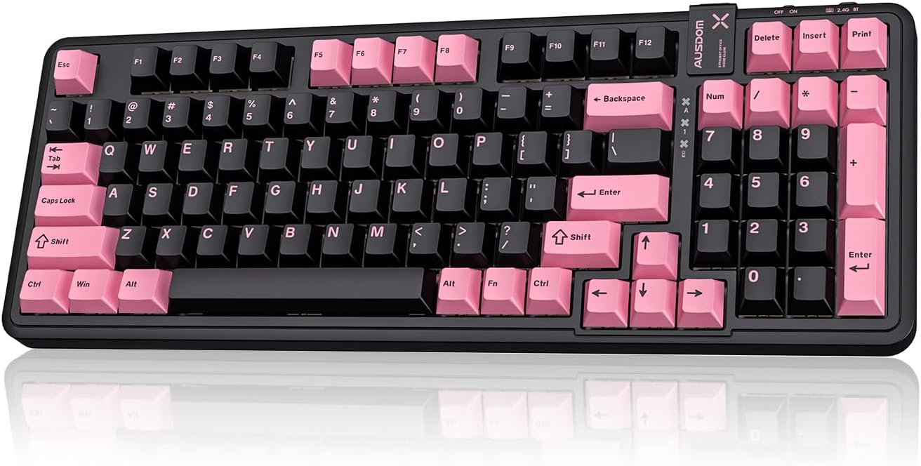 AUSDOM 98Pro Silent Wireless Mechanical Keyboard for Quiet Typing