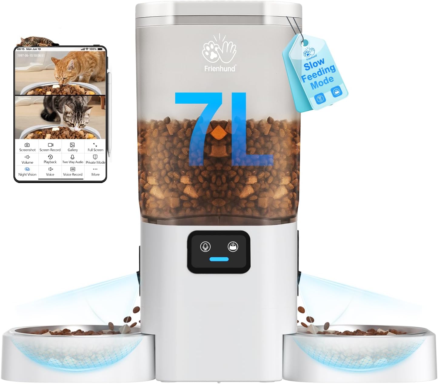 Automatic Cat Feeder with 2 Cameras for Multiple Pets