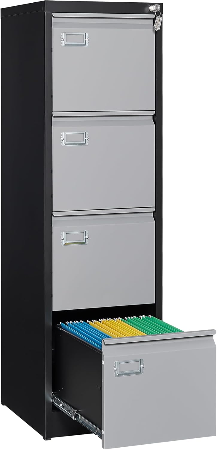 Letaya 4 Drawer File Cabinet with Lock for Secure Storage