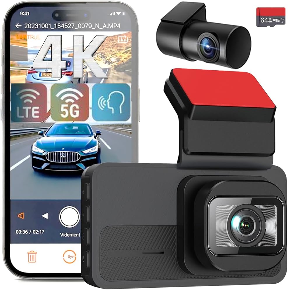 4K+2K Dual Dash Cam: GPS, Wifi, 24H Parking, HDR