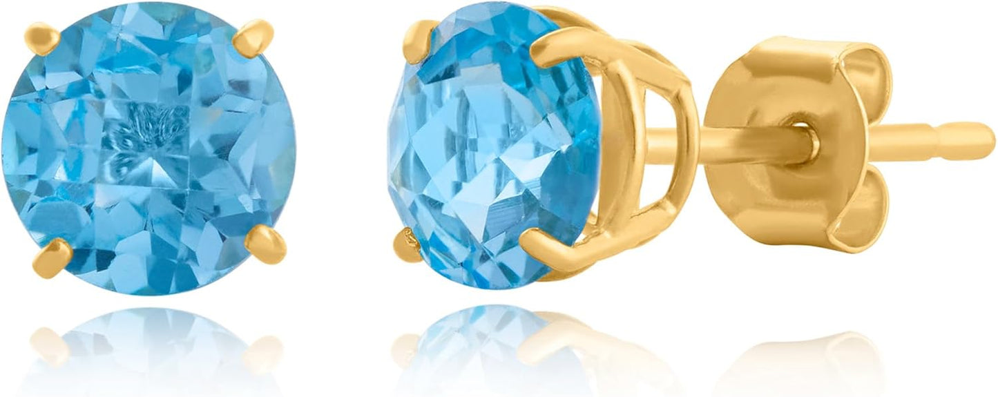 10k Yellow Gold Round Checkerboard Cut Stud Earrings for All